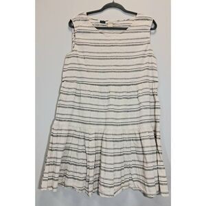 vintage gap womens size 10 European fit linen shift dress cream gray lagenlook